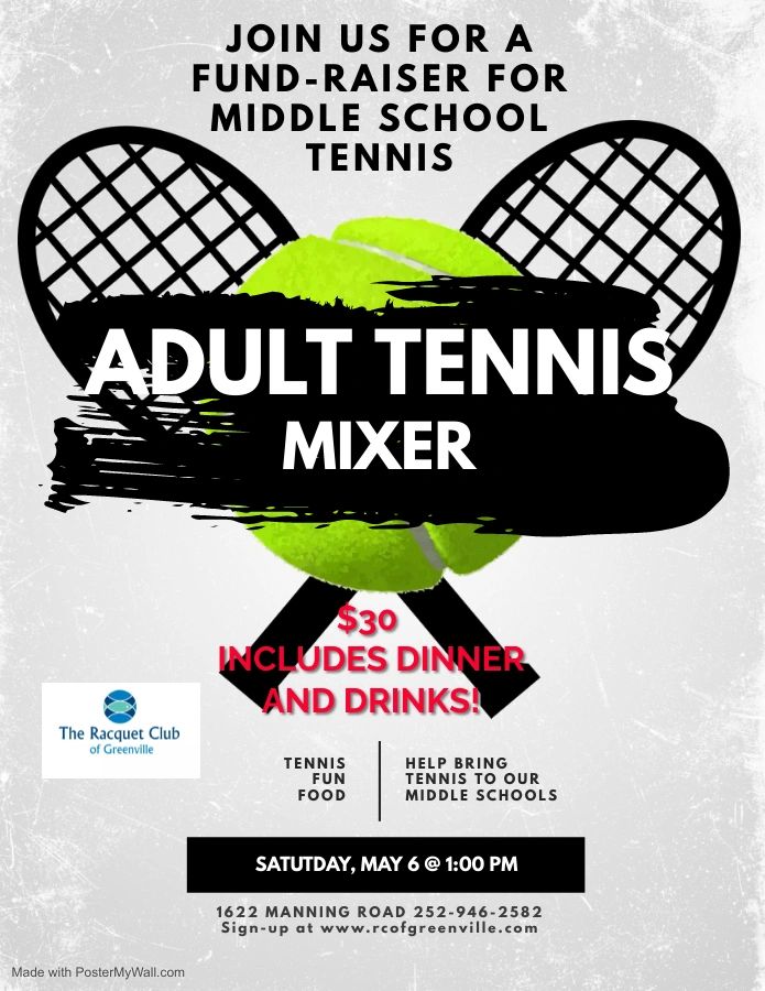 Adult tennis mixer fundraiser for middle school tennis
